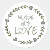 ラブディニアガーデンスプリッグとハートつる植物で作られる ラウンドシール (正面)