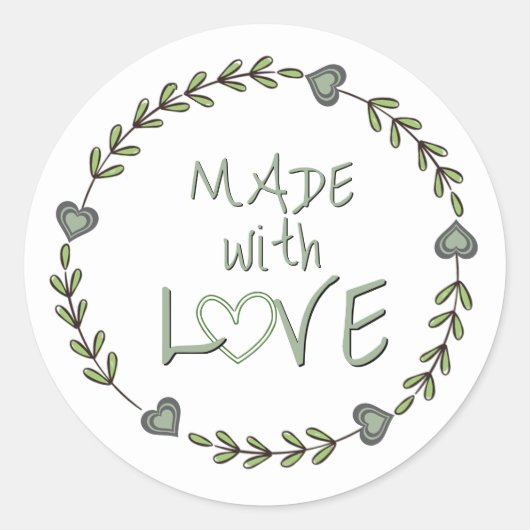 ラブディニアガーデンスプリッグとハートつる植物で作られる ラウンドシール (正面)