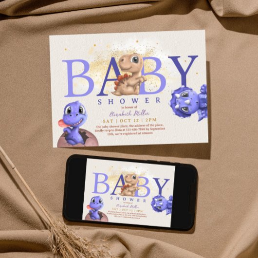 ラブディノシンプル男の赤ちゃんおもしろいかわいいドラゴン 招待状