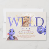 ラブディノシンプル男の赤ちゃんおもしろいファースト誕生日 招待状 (正面)