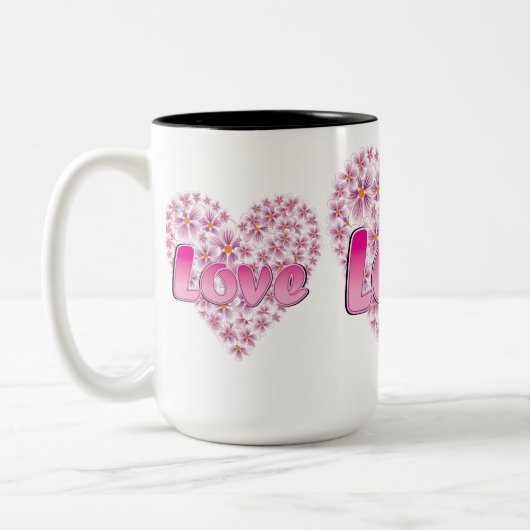 ラブデイジーハートピンク ツートーンマグカップ (左)