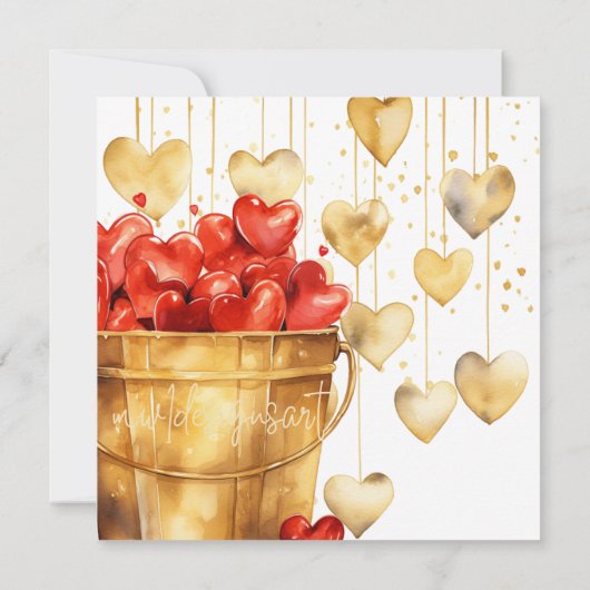 ラブデイハートとバケットのハートパーティー 招待状 (裏面)