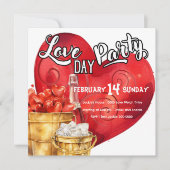 ラブデイハートとバケットのハートパーティー 招待状 (正面)