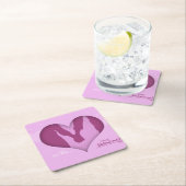 ラブデイ美しいピンク スクエアペーパーコースター (インサイチュ)