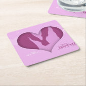 ラブデイ美しいピンク スクエアペーパーコースター (アングル)