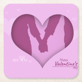 ラブデイ美しいピンク スクエアペーパーコースター