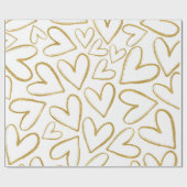 ラブデリケートゴールデングリッターハートホワイト ラッピングペーパー (フラット)