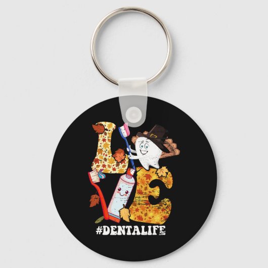 ラブデンタルライフターキー歯の秋の秋感謝祭 キーホルダー (正面)