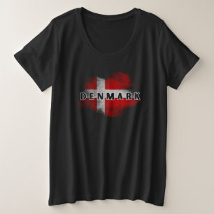 ラブデンマークモダン国旗スカンジナビア土産 プラスサイズTシャツ