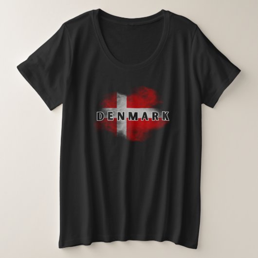 ラブデンマークモダン国旗スカンジナビア土産 プラスサイズTシャツ (デザイン正面)
