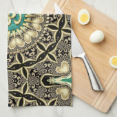 ラブトライバルブラック金ゴールドOMマンダラホームデコール キッチンタオル (四つ折り)