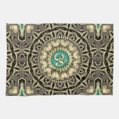 ラブトライバルブラック金ゴールドOMマンダラホームデコール キッチンタオル (横)