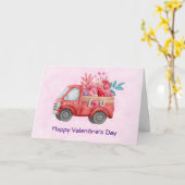 ラブトラック運のハート&フラワーバレンタイン カード (黄色い花)