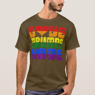 ラブトランプスヘイトゲイプライドダイバーシティ反弾道T Tシャツ