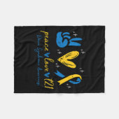 ラブトリソミー21ダウン症候群認識度女性男性 フリースブランケット (正面(横))