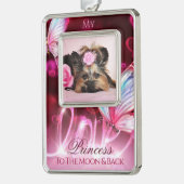 ラブトリビュート、ピンクハート＆バタフライ - ペットの写真 シルバープレートフレームオーナメント (左)