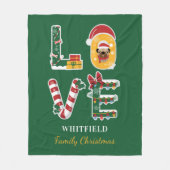ラブドッグパーソナライズされたクリスマスマッチングファミリー フリースブランケット (正面)