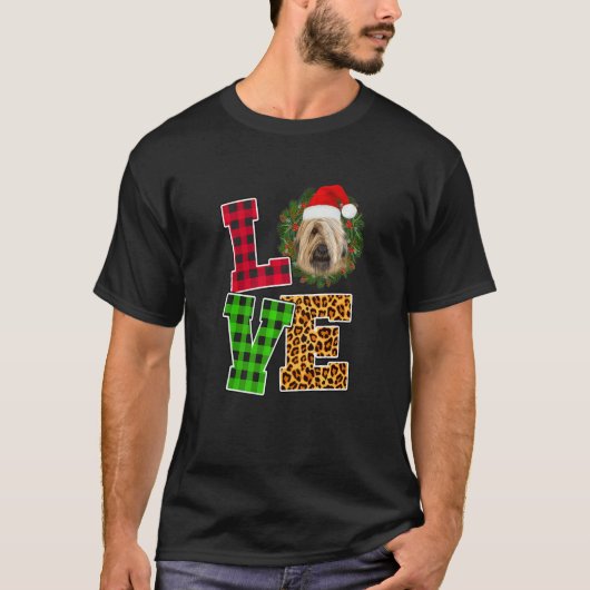 ラブドッグブリアードサンタハットヒョウのクリスマスクリスマス Tシャツ (正面)