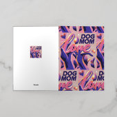 ラブドッグムームピンクパープル 箔グリーティングカード (外側レイダウン)