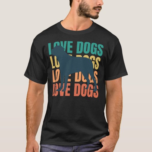 ラブドッグレトロロットワイラーオーナー恋人 Tシャツ (正面)