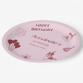 ラブドッグ 1歳の誕生日 – かわいい子犬、風船 ペーパープレート (アングル)