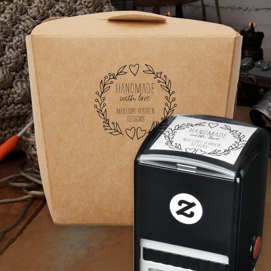 ラブドードルで手作りリースハート葉 セルフインキングスタンプ