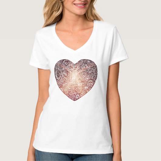 ラブドードルハート抽象芸術アート Tシャツ (正面)