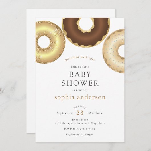 ラブドーナツの赤ちゃんシャワーを浴びる 招待状 (正面/裏面)