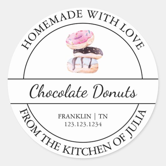 ラブドーナツラベル付き手作り ラウンドシール (正面)