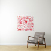 ラブドールを使ったシームレスな手描きの背景  タペストリー (インサイチュ(横))