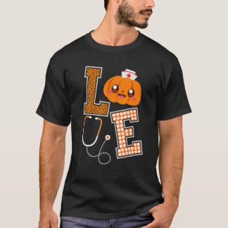 ラブナースハロウィンカボチャ秋ナース衣装W Tシャツ