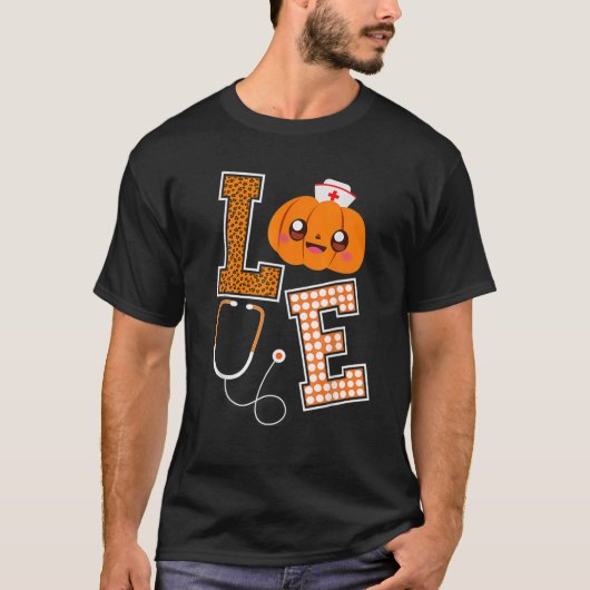ラブナースハロウィンカボチャ秋ナース衣装W Tシャツ (正面)