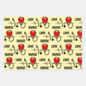 ラブナースハート聴診器デザイン ラッピングペーパーシート (正面3)