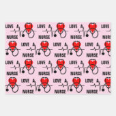 ラブナースハート聴診器デザイン ラッピングペーパーシート (正面2)