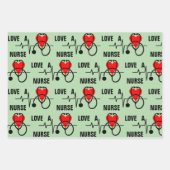 ラブナースハート聴診器デザイン ラッピングペーパーシート (正面)