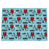 ラブナースハート聴診器デザイン ラージペーパーバッグ (正面)