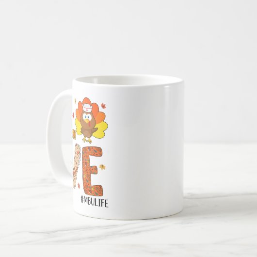 ラブナースライフ秋Mbuナースターキーサンクスギビング コーヒーマグカップ (正面左)