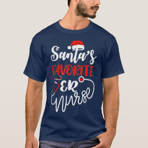 ラブナースERサンタクロースとキャンディーケーンナースXm Tシャツ