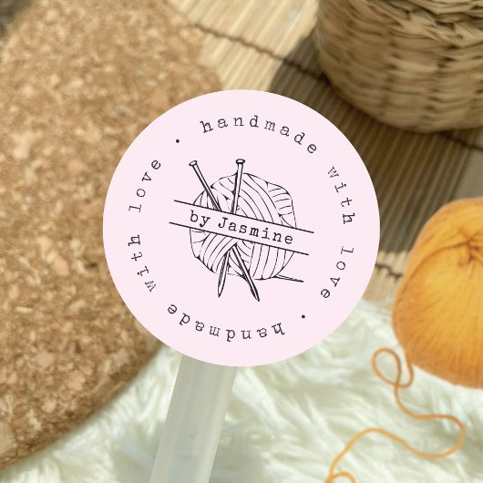 ラブニットで手作りスモールビジネスピンク ラウンドシール