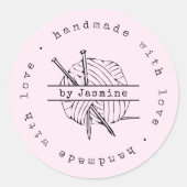 ラブニットで手作りスモールビジネスピンク ラウンドシール (正面)