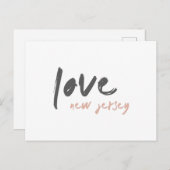 ラブニュージャージー | NJ USAミニマルモダンリスト旅行 ポストカード (正面/裏面)