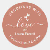 ラブネームで手作りウェブサイトterracotta brown ラウンドシール (正面)