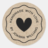 ラブネームで手作りクラフト縁どのルックック ラウンドシール (正面)