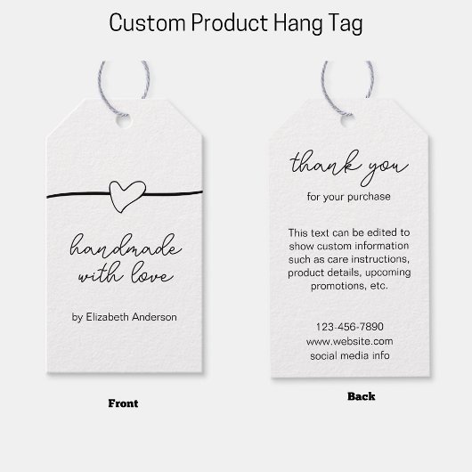 ラブネームで手作りハートありがとうつるラベル ギフトタグ