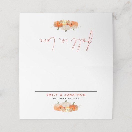 ラブネームズのキラキラしたカボチャ結婚の秋 プレイスカード (外部開封)