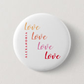 ラブネームパーソナライズされたタイポグラフィ 缶バッジ (正面)