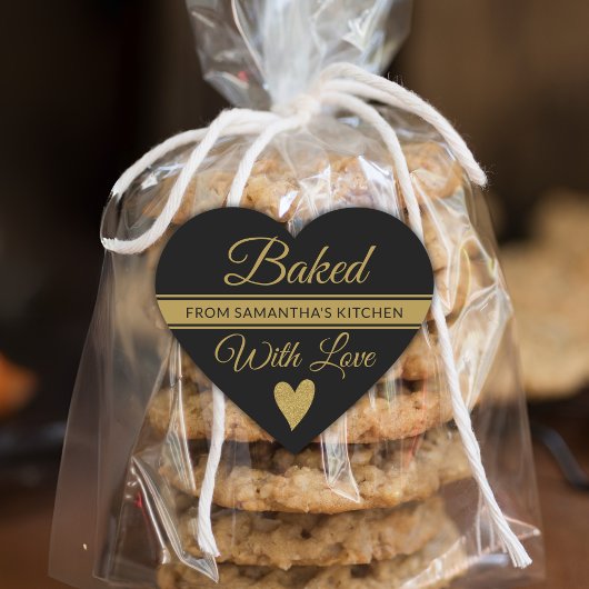 ラブネーム焼いた付き白黒金ゴールドグリッター ハートシール