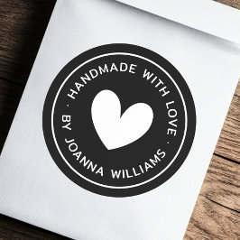 ラブネーム黒で手作りハート ラウンドシール