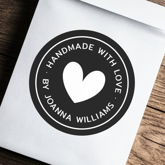 ラブネーム黒で手作りハート ラウンドシール