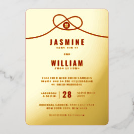 ラブノットユニオンダブル幸中国のせ結婚の 箔招待状